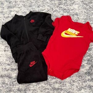 Nike Kids Red and Black Bodysuit Set